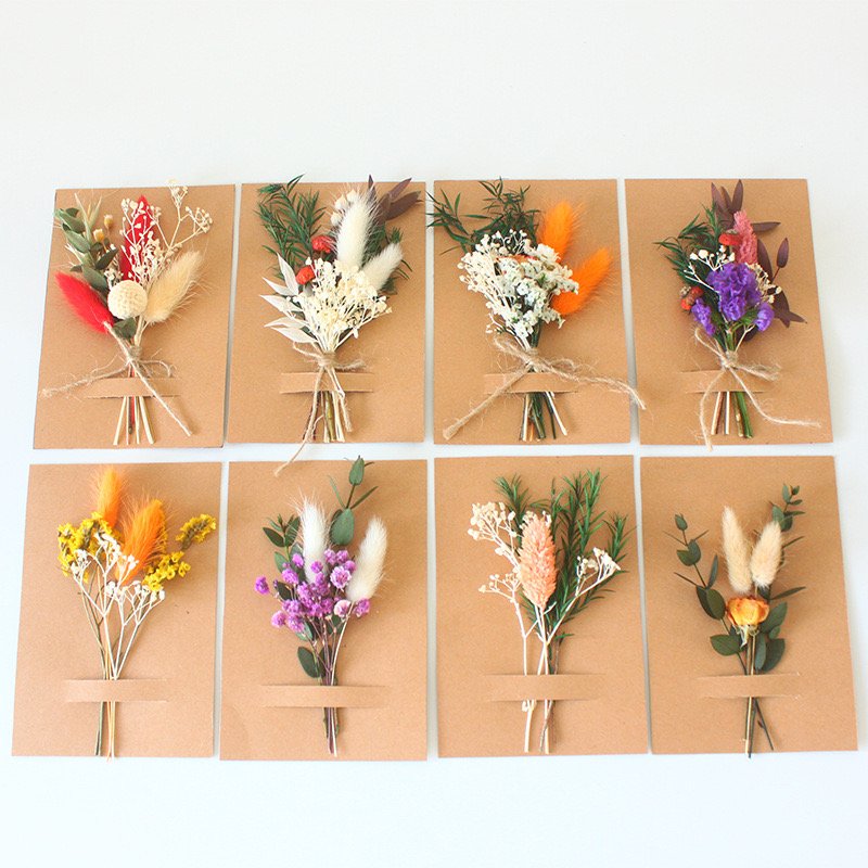 Dried flower mini bouquet wedding corsage everlasting flower greeting card small bouquet cardboard packaging