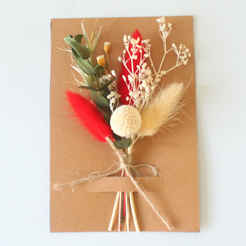 Dried flower mini bouquet wedding corsage everlasting flower greeting card small bouquet cardboard packaging