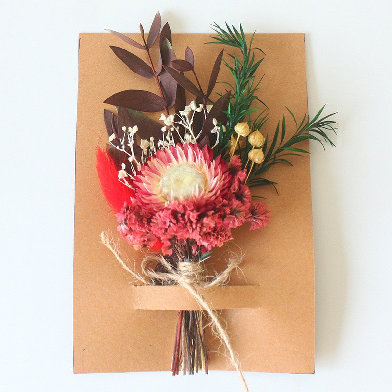 Dried flower mini bouquet wedding corsage everlasting flower greeting card small bouquet cardboard packaging
