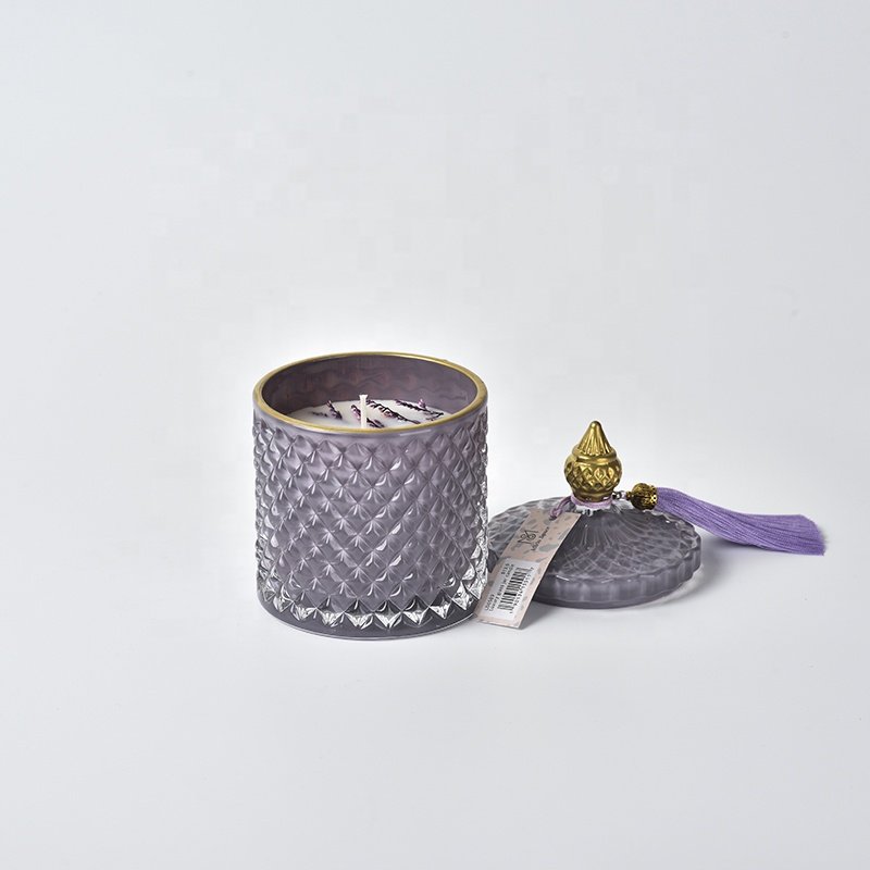Luxury Natural Aroma Aromatherapy Candles Private Home Fragrance Gift Set Crystals Embossed Jar Candle Dried Flowers With Lid