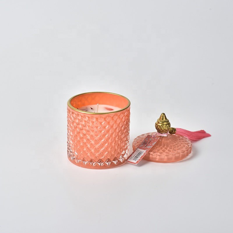 Luxury Natural Aroma Aromatherapy Candles Private Home Fragrance Gift Set Crystals Embossed Jar Candle Dried Flowers With Lid