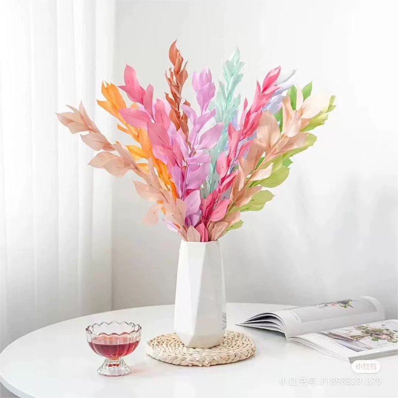 Dried Orange leaf Wholesale Gardenia leaf eternal foliage home decoration flower arrangement with flowers and leaves
