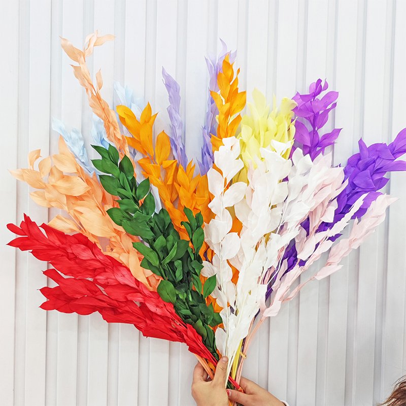 Dried Orange leaf Wholesale Gardenia leaf eternal foliage home decoration flower arrangement with flowers and leaves
