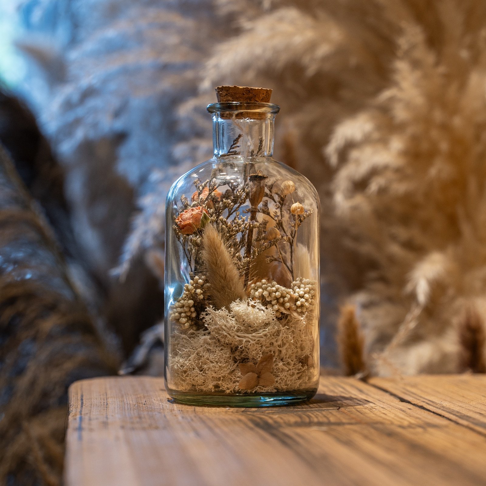 Home Wedding Table Decor Birthday Gifts Dried Wildflower Flower Terrarium Preserved Flower In Bottle Jars