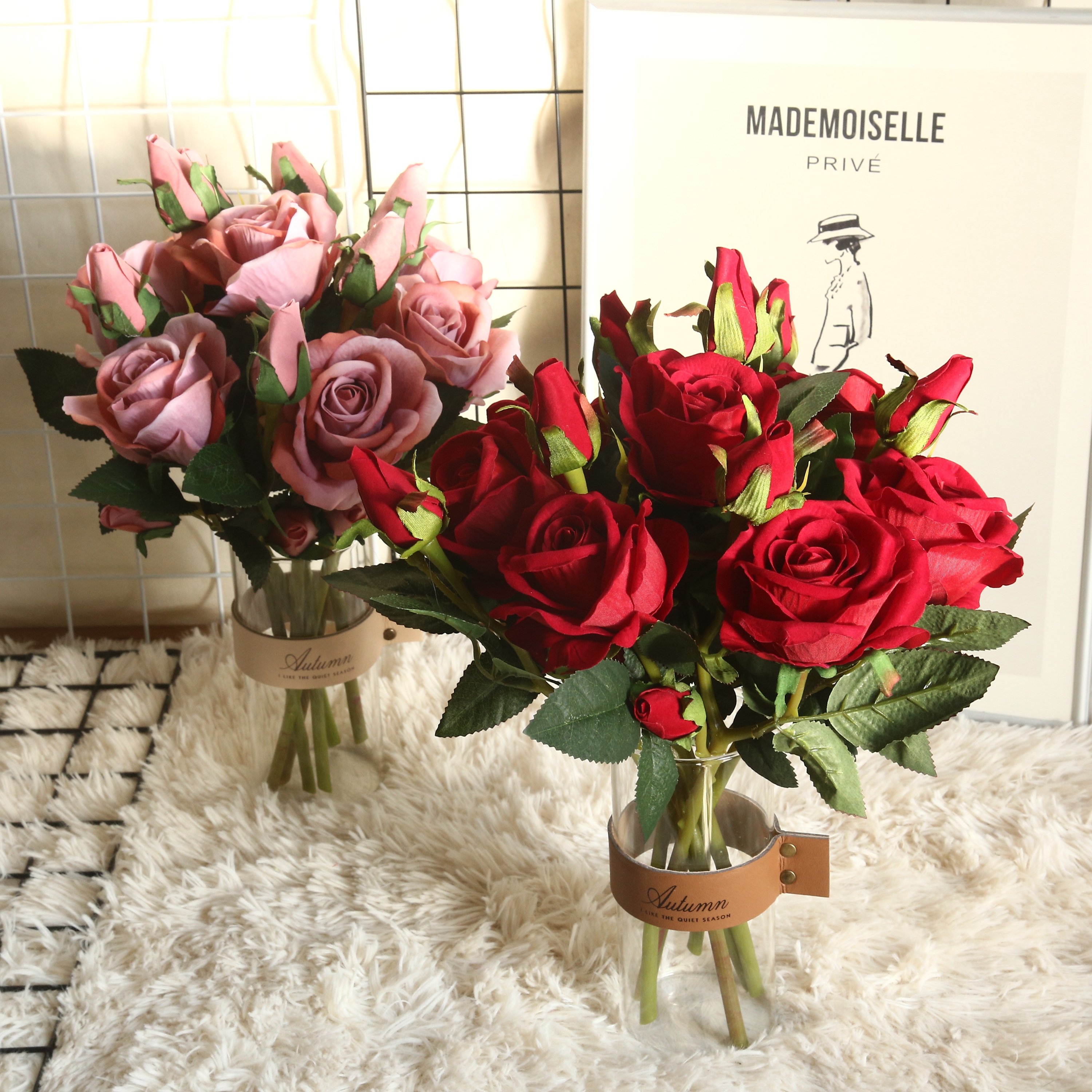 SYB03334 Velvet Rose Real Touch Flores Artificial Rose Decorative Artificial Flowers Wholesale Wedding Decoration Flowers