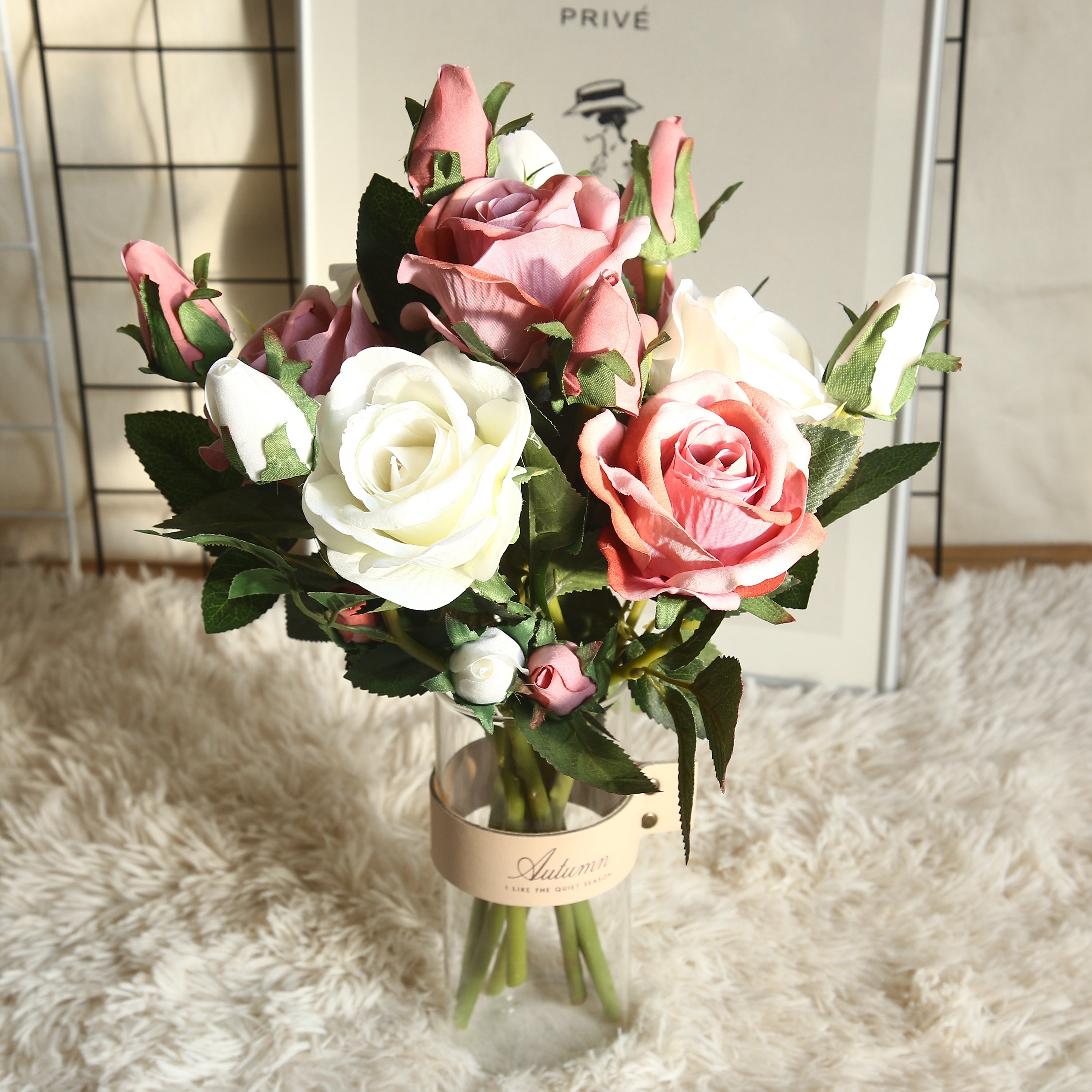 SYB03334 Velvet Rose Real Touch Flores Artificial Rose Decorative Artificial Flowers Wholesale Wedding Decoration Flowers