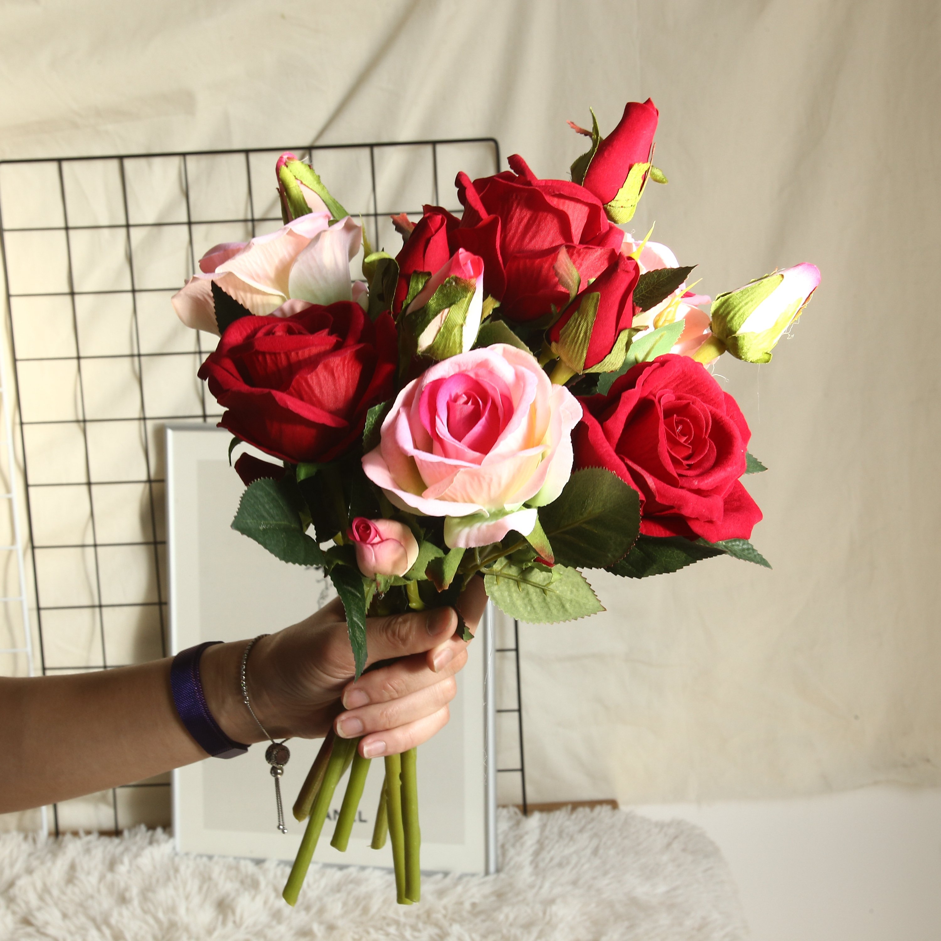 SYB03334 Velvet Rose Real Touch Flores Artificial Rose Decorative Artificial Flowers Wholesale Wedding Decoration Flowers