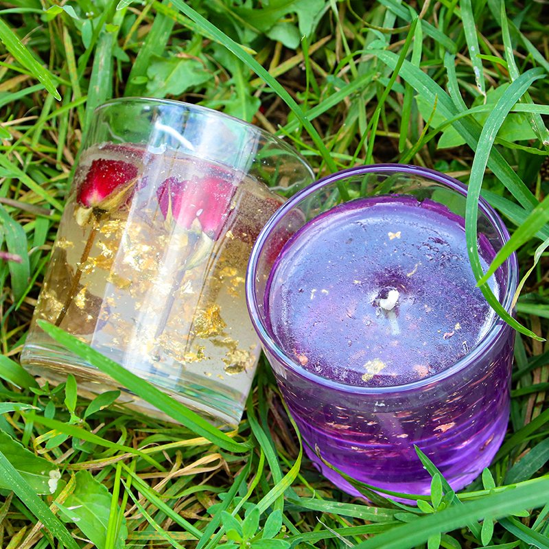Festival hot selling handmade dried flowers gel wax luxury custom scented jelly candle