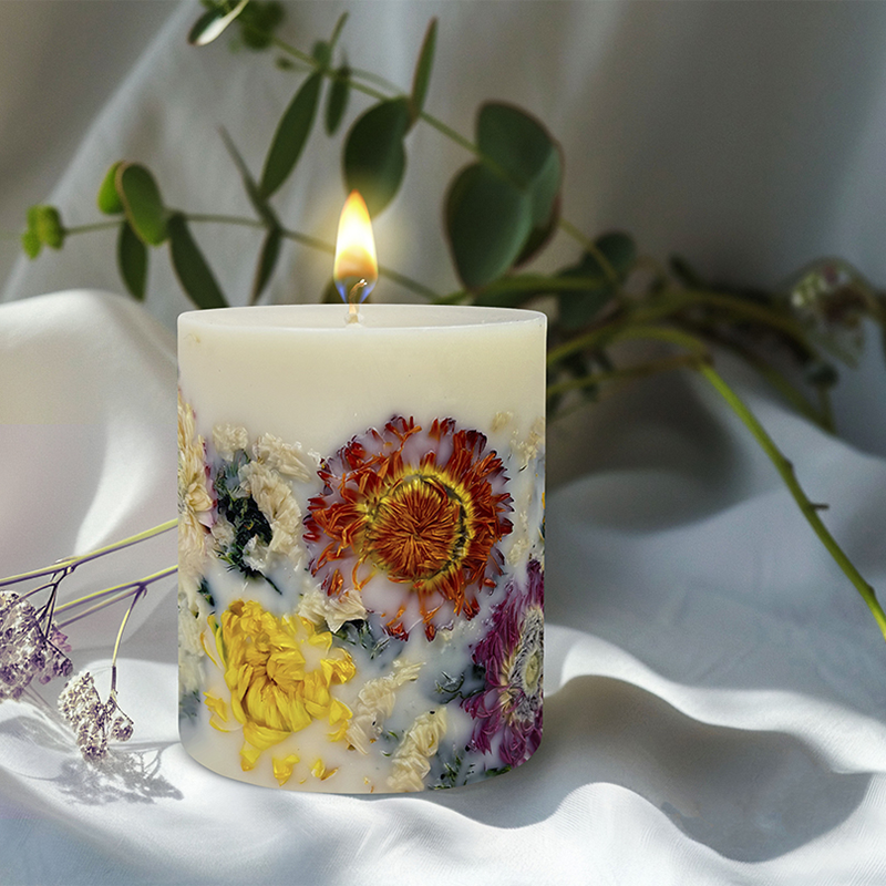 Gemstone Luxury Custom Logo Dried Flower Spiritual Soy Wax Custom Scent Candles With Crystals