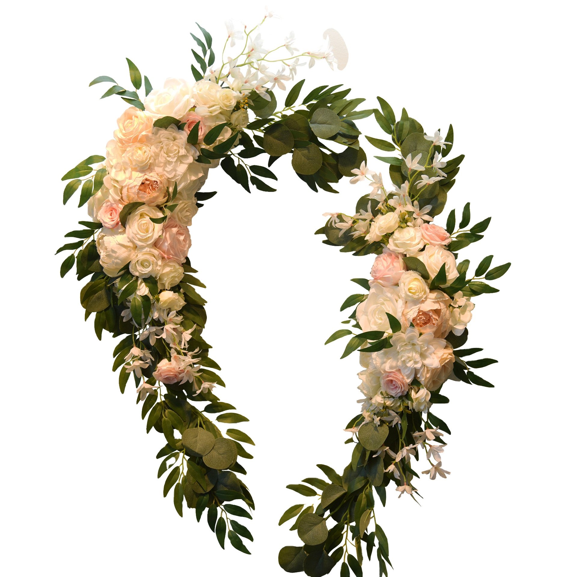 white flower garland with greenery for wedding and party decor Wedding decorations