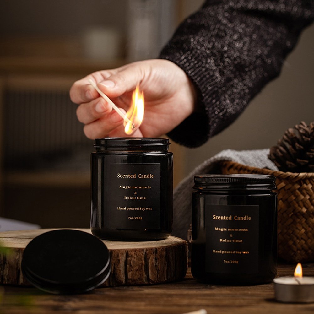 Wholesale Private Label Modern Packaging Gift Luxury Aromatherapy Jar Soy Wax Dried flowers Scented Candle