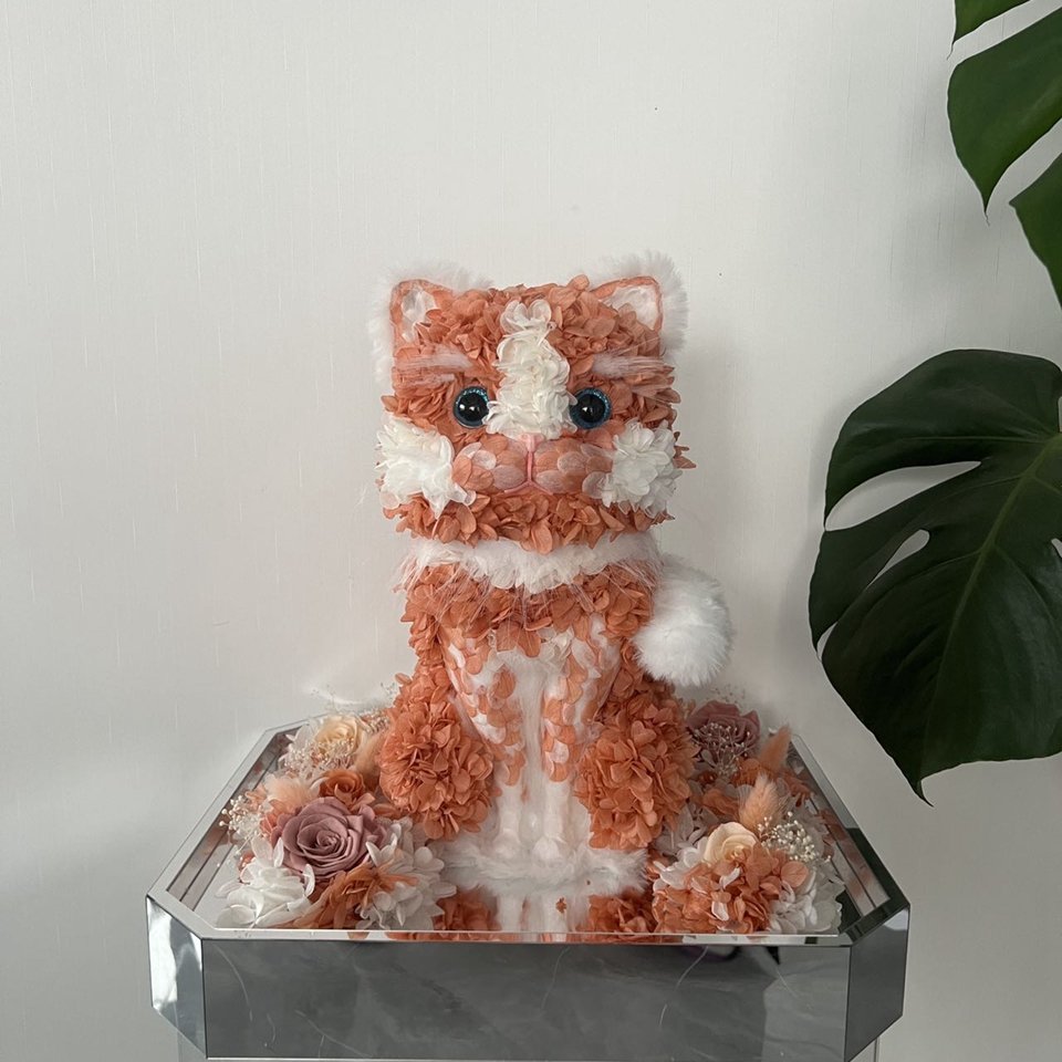 Valentine Day Cat Gift Immortal flower Everlasting Eternal Rose Forever Dried Hydrangea preserving fresh flowers in acrylic