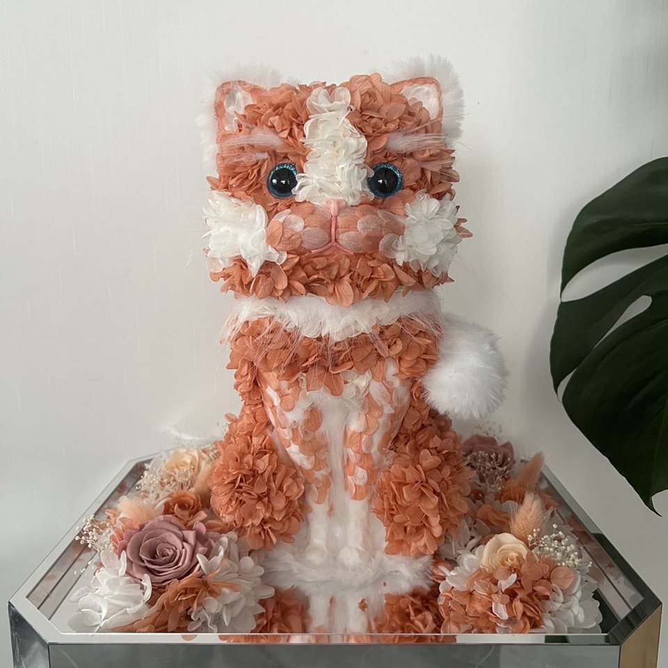 Valentine Day Cat Gift Immortal flower Everlasting Eternal Rose Forever Dried Hydrangea preserving fresh flowers in acrylic