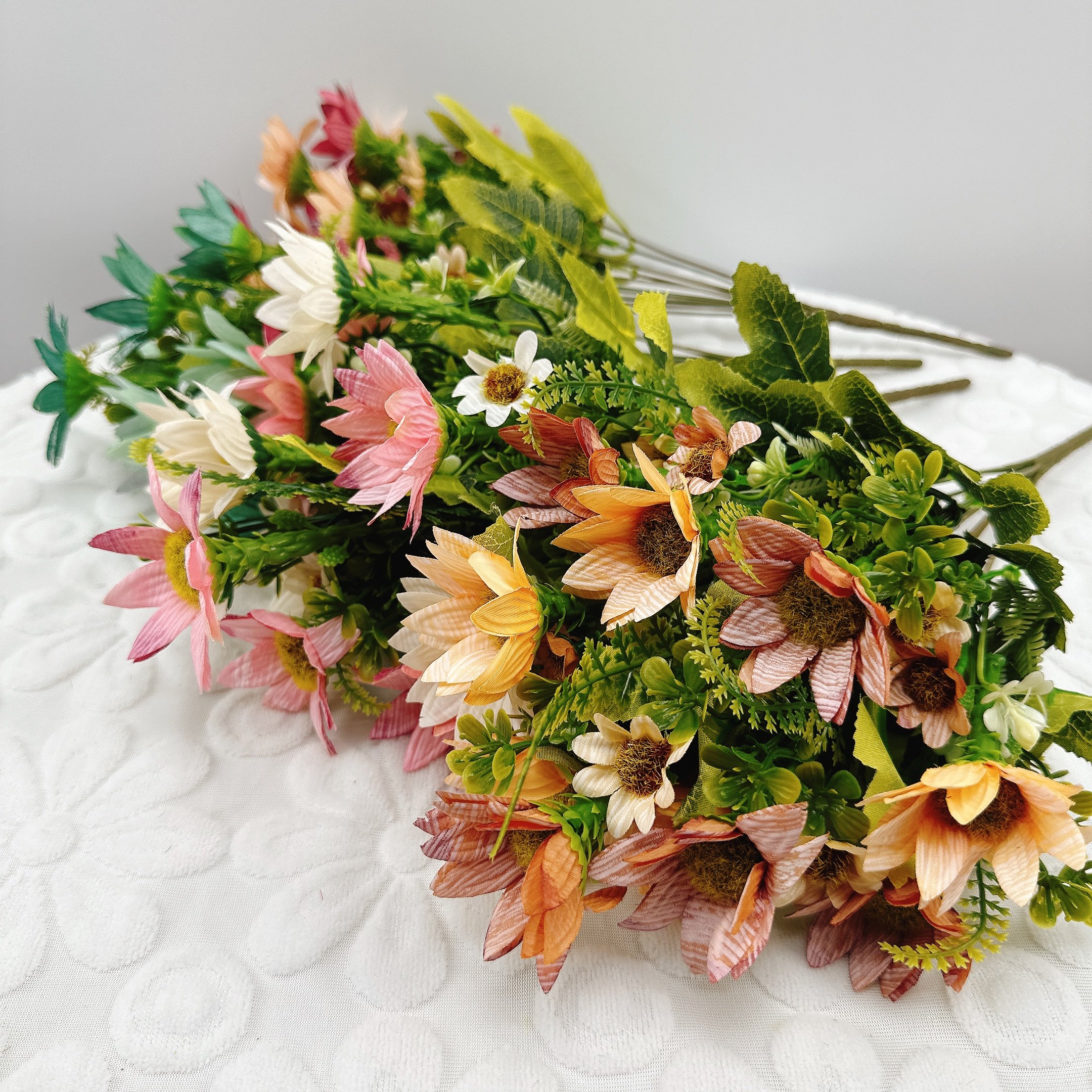 People fake flower autumn-color flower bouquet home table place garden basket decoration wedding flower arrangement