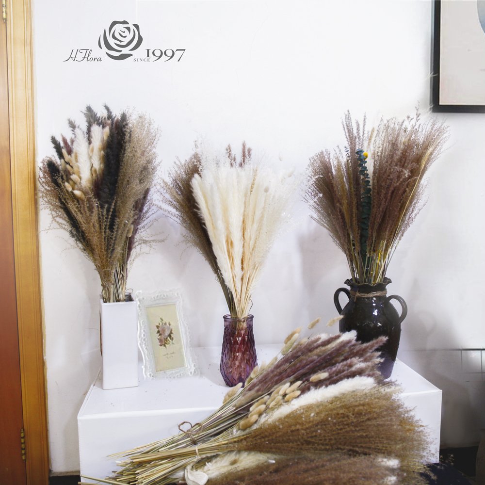 HFloral Wholesale Real Natural Decorative Dried Reed Pampas Grass Bouquet For Home Wedding Decoration Vase