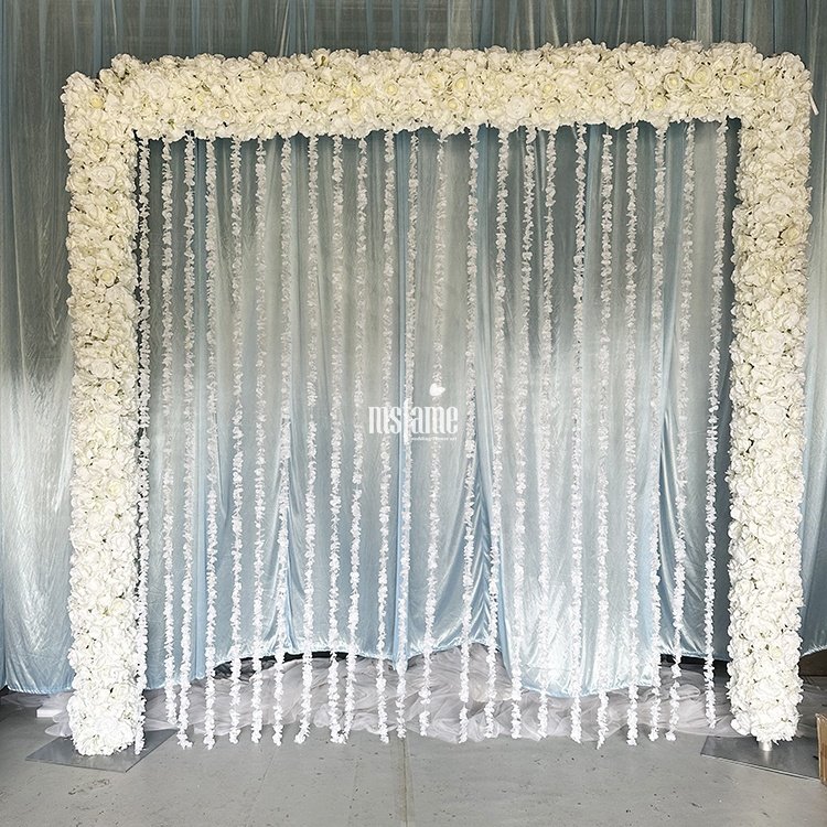 MSFAME Silk Material White Color Hanging Flowers Arches Wedding Artificial Flower Arch