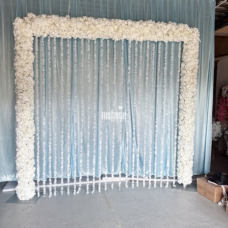 MSFAME Silk Material White Color Hanging Flowers Arches Wedding Artificial Flower Arch