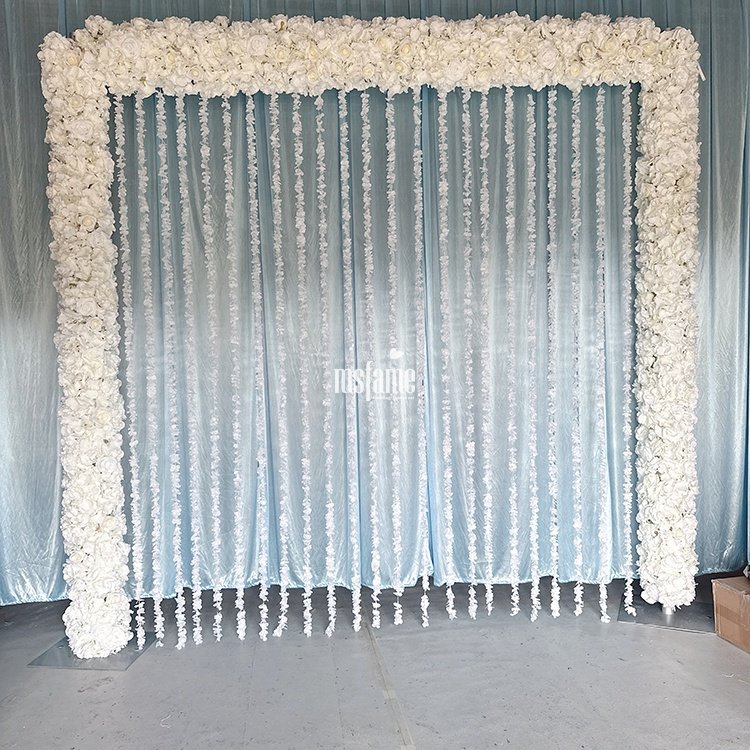 MSFAME Silk Material White Color Hanging Flowers Arches Wedding Artificial Flower Arch