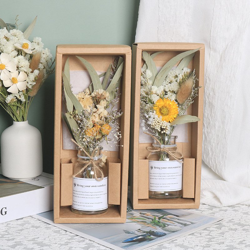 New Arrival Decorative Flowers Gift Box Glass Bottle Preserved Flowers Dried Flower Mother's Day