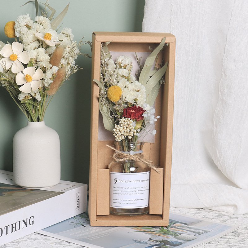 New Arrival Decorative Flowers Gift Box Glass Bottle Preserved Flowers Dried Flower Mother's Day