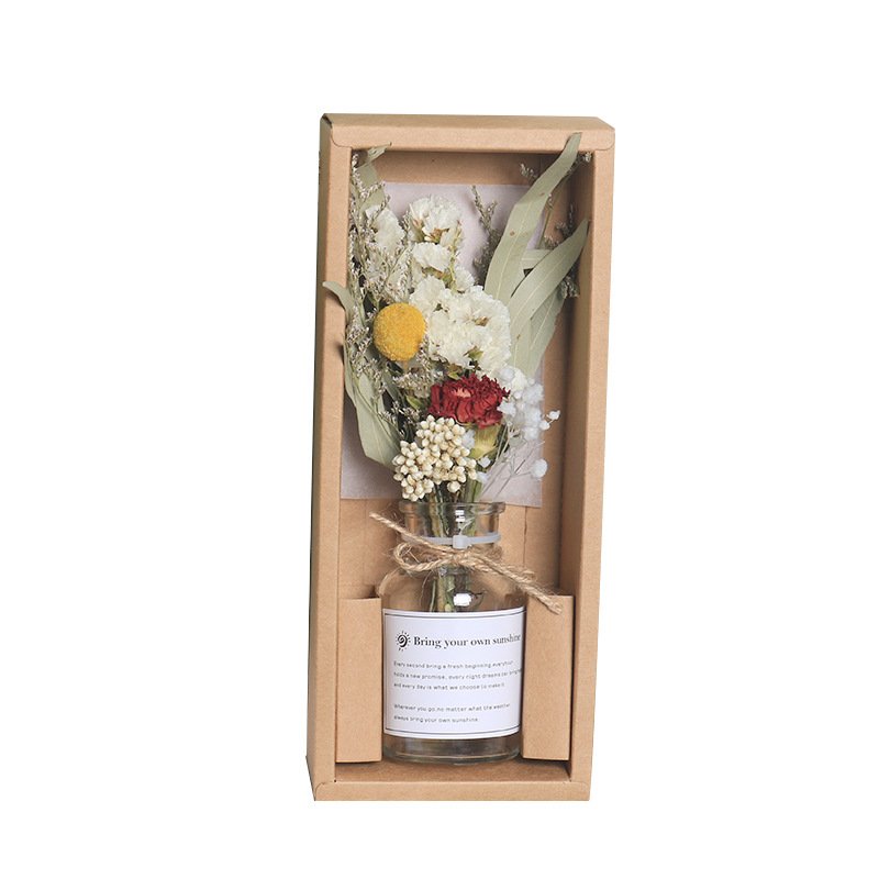 New Arrival Decorative Flowers Gift Box Glass Bottle Preserved Flowers Dried Flower Mother's Day
