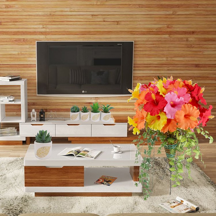 Living Room Decorative Handmade Flower Silk Artificial Hibiscus Flowers