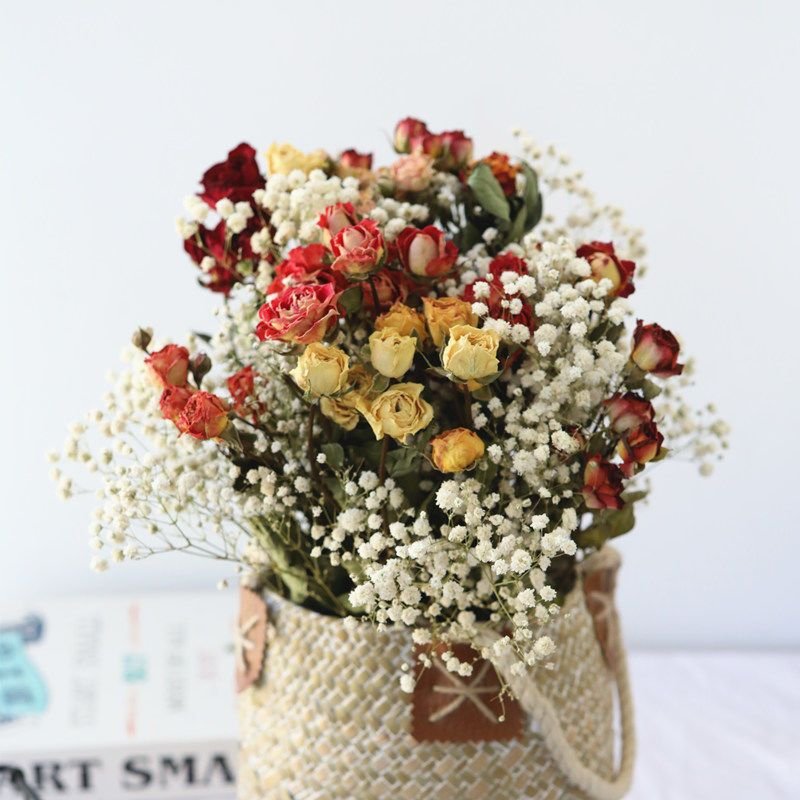 Christmas Day Gift Real Natural Dried Lover Rose Flower Bouquets Dried Flowers Preserved Flower Arrangements