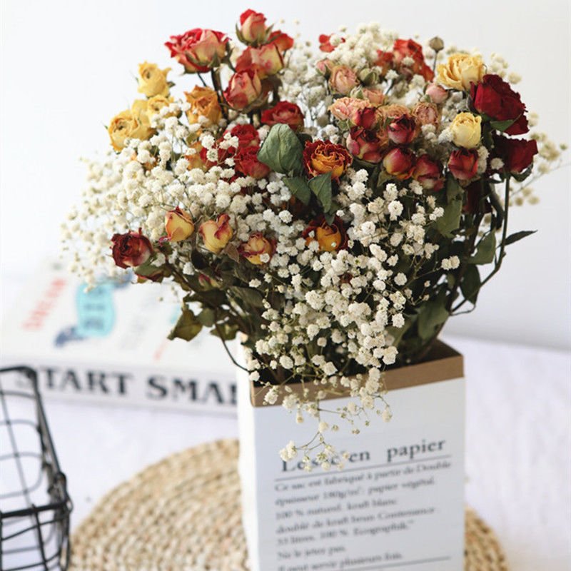 Christmas Day Gift Real Natural Dried Lover Rose Flower Bouquets Dried Flowers Preserved Flower Arrangements