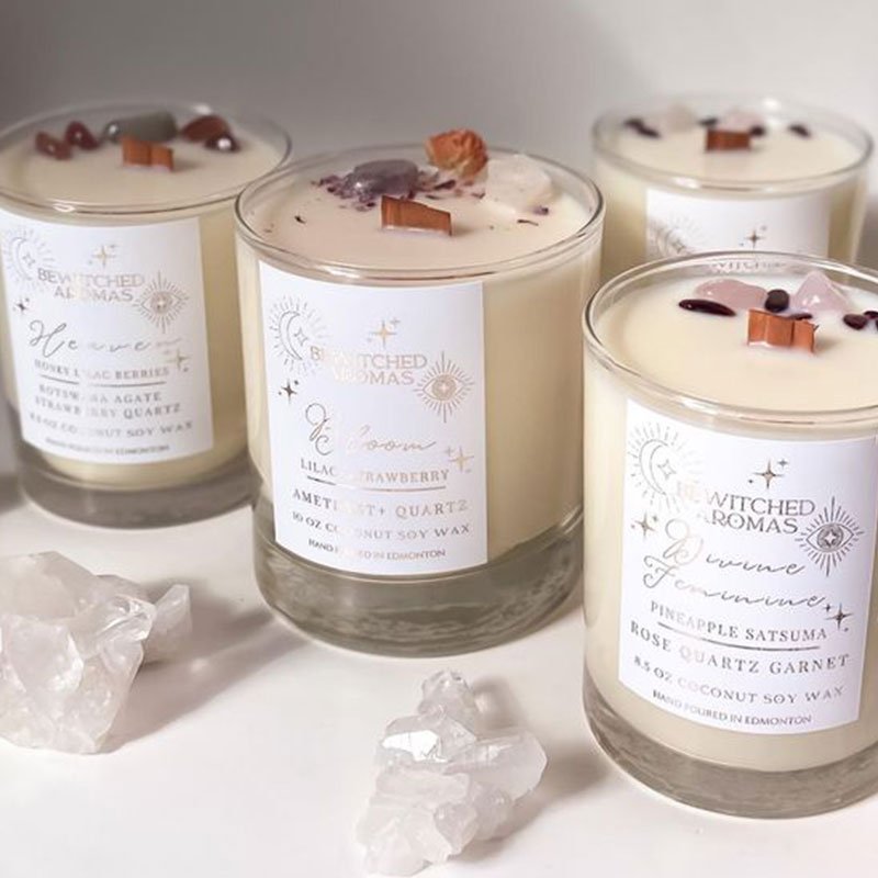 AIKUN Luxury Dried Flower Transparent Glass Cup Candle Healing Nice Scented Candle Scented Candles with Crystals and Meaning