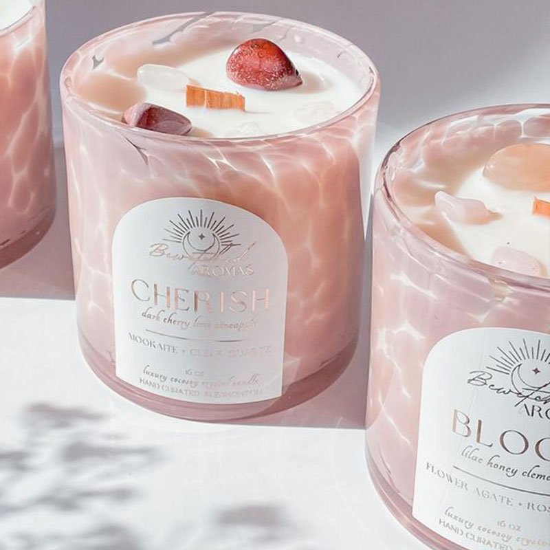 AIKUN Luxury Dried Flower Transparent Glass Cup Candle Healing Nice Scented Candle Scented Candles with Crystals and Meaning