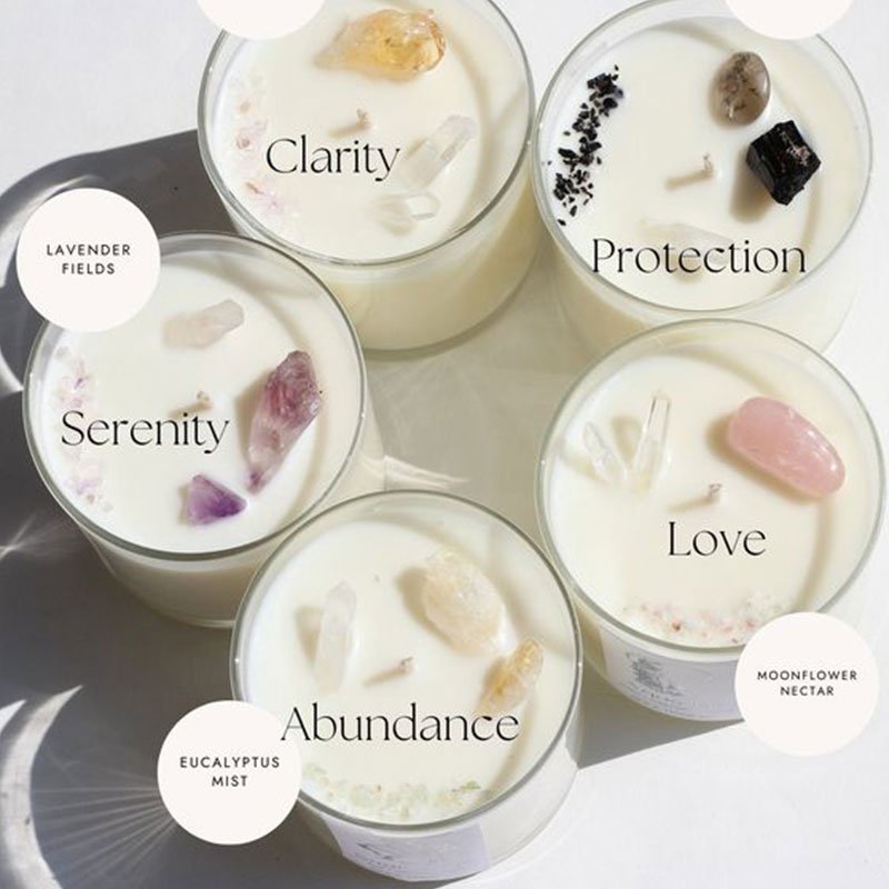 AIKUN Luxury Dried Flower Transparent Glass Cup Candle Healing Nice Scented Candle Scented Candles with Crystals and Meaning