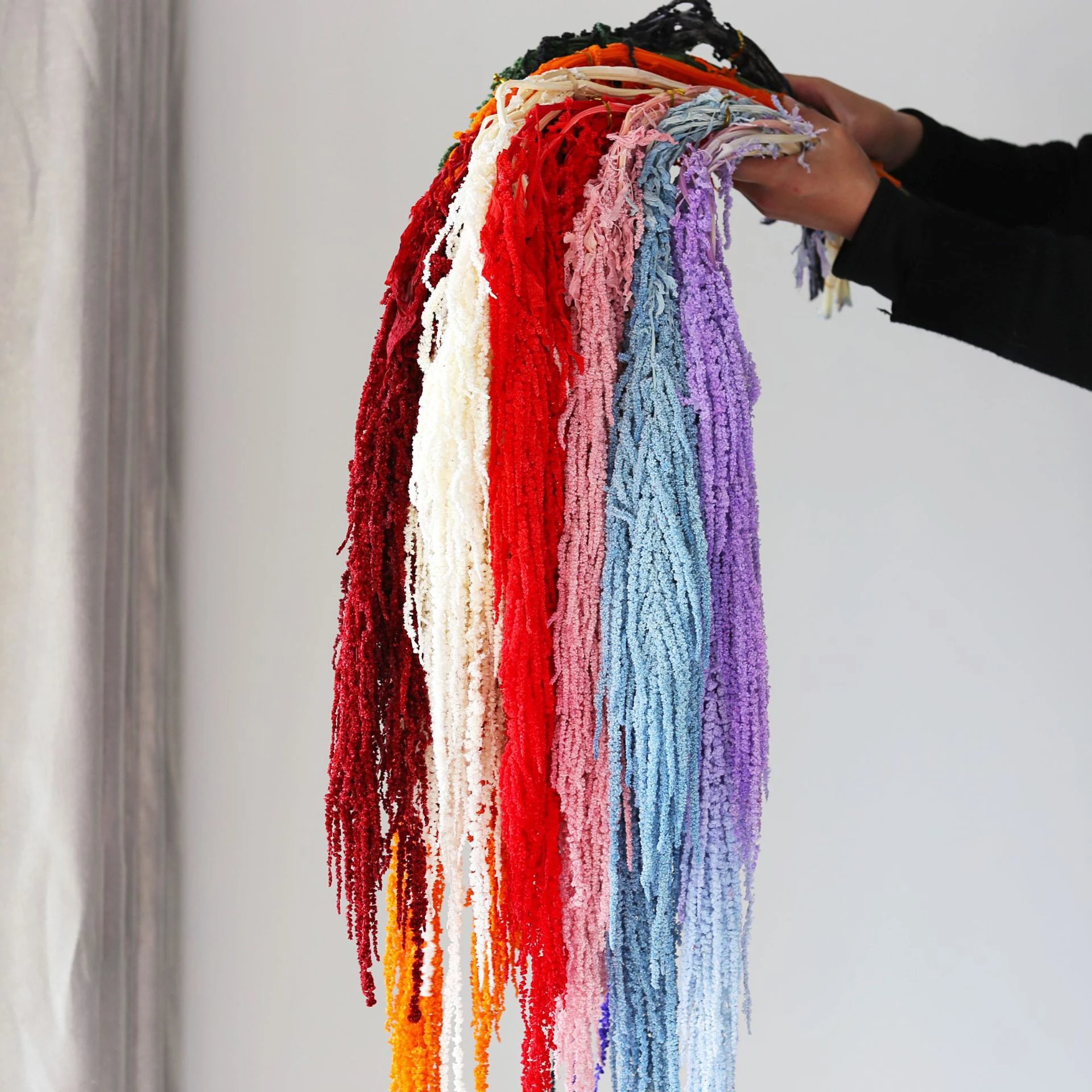 Colorful Dried Hanging Amaranthus Preserved Bleached Wisteria Hanging Vine Flowers for Wedding Bouquet Home Wall Decor