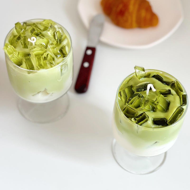 Mocha Milk Tea Glass Scented Candle Dessert Drink Shape Scented Candle in Glass Jars Soy Lovely Art Candle