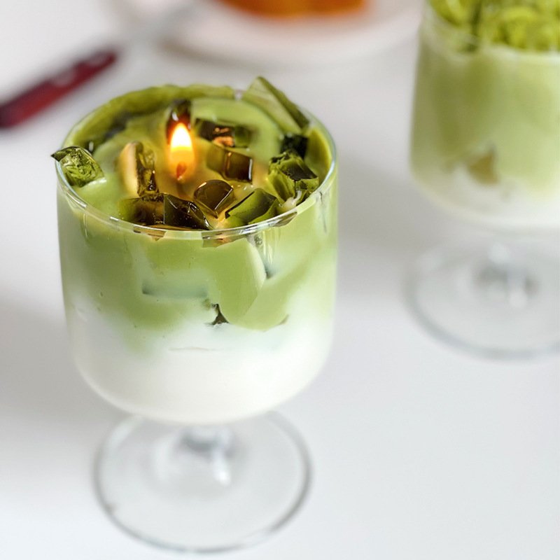 Mocha Milk Tea Glass Scented Candle Dessert Drink Shape Scented Candle in Glass Jars Soy Lovely Art Candle