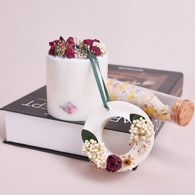 Party Gift Aromatherapy Scented Candle Wedding Romantic Dried flower Cylinder Aromatherapy Luxury dried flower Scented Candle