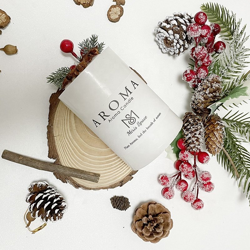 Wholesale Candle Supply Distributors Scented Soy Wax Gift Set Pillar White Christmas Candles & Home Fragrance With Dried Flowers
