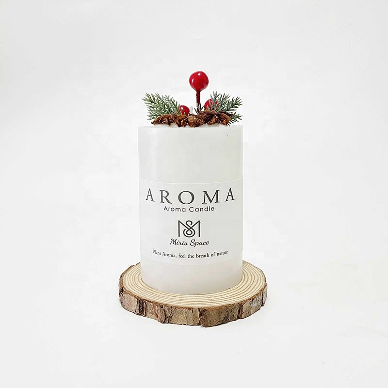 Wholesale Candle Supply Distributors Scented Soy Wax Gift Set Pillar White Christmas Candles & Home Fragrance With Dried Flowers