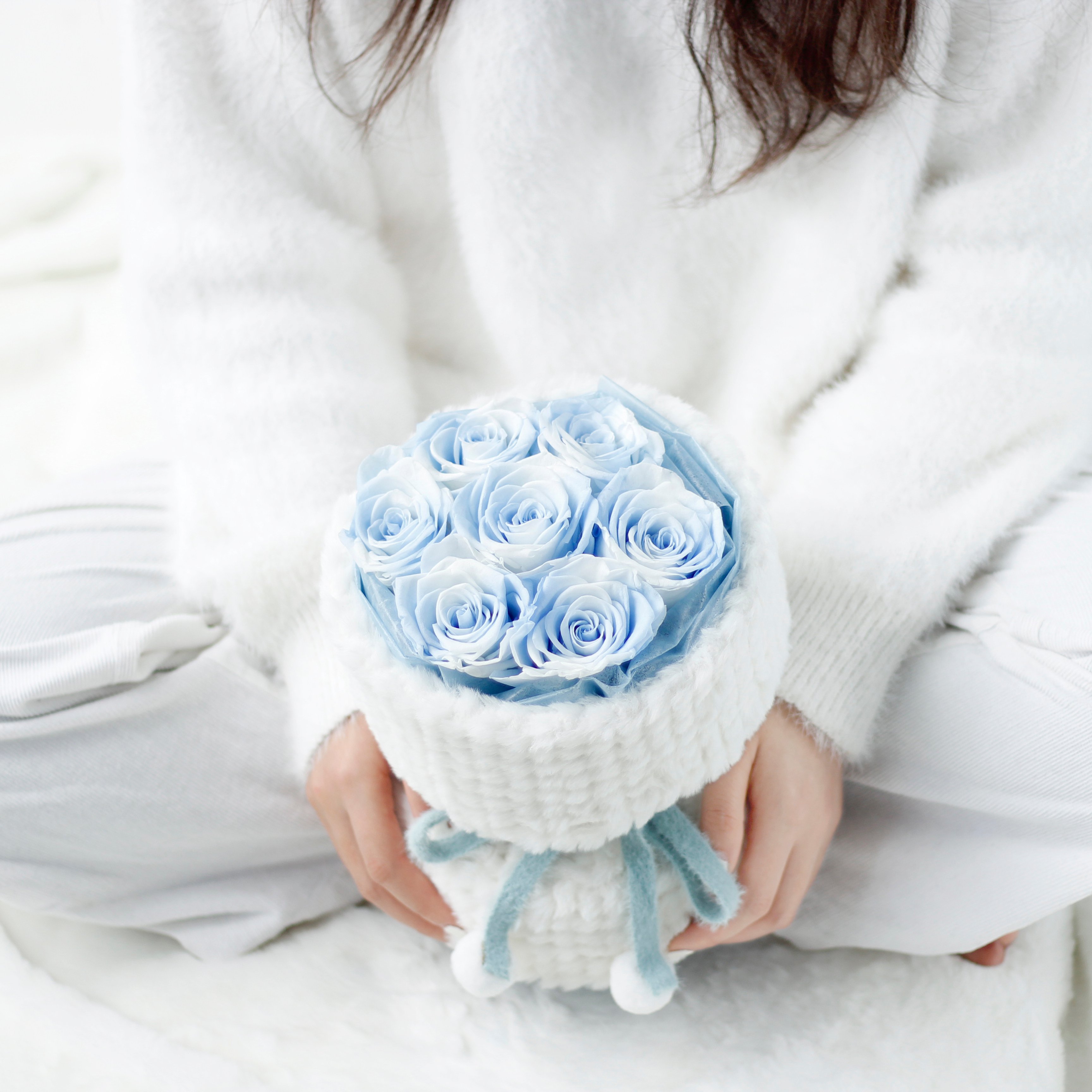 Lovebay OEM Design Valentine Mother Day Real Preserved Flowers Natural Forever Long Lasting Preserved Roses Flower Bouquet Plush