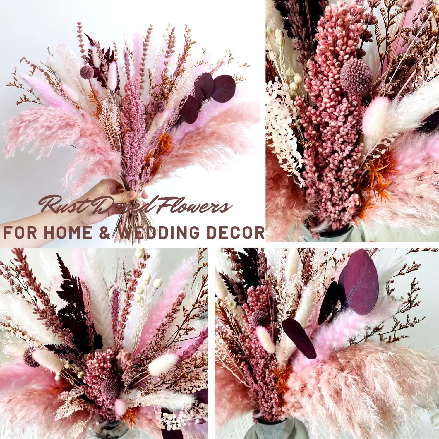 G35 Dried Flower Arrangement for Home Wedding Decoration Pampas Grass Arrangement Blush Pink Pampas Grass Decor