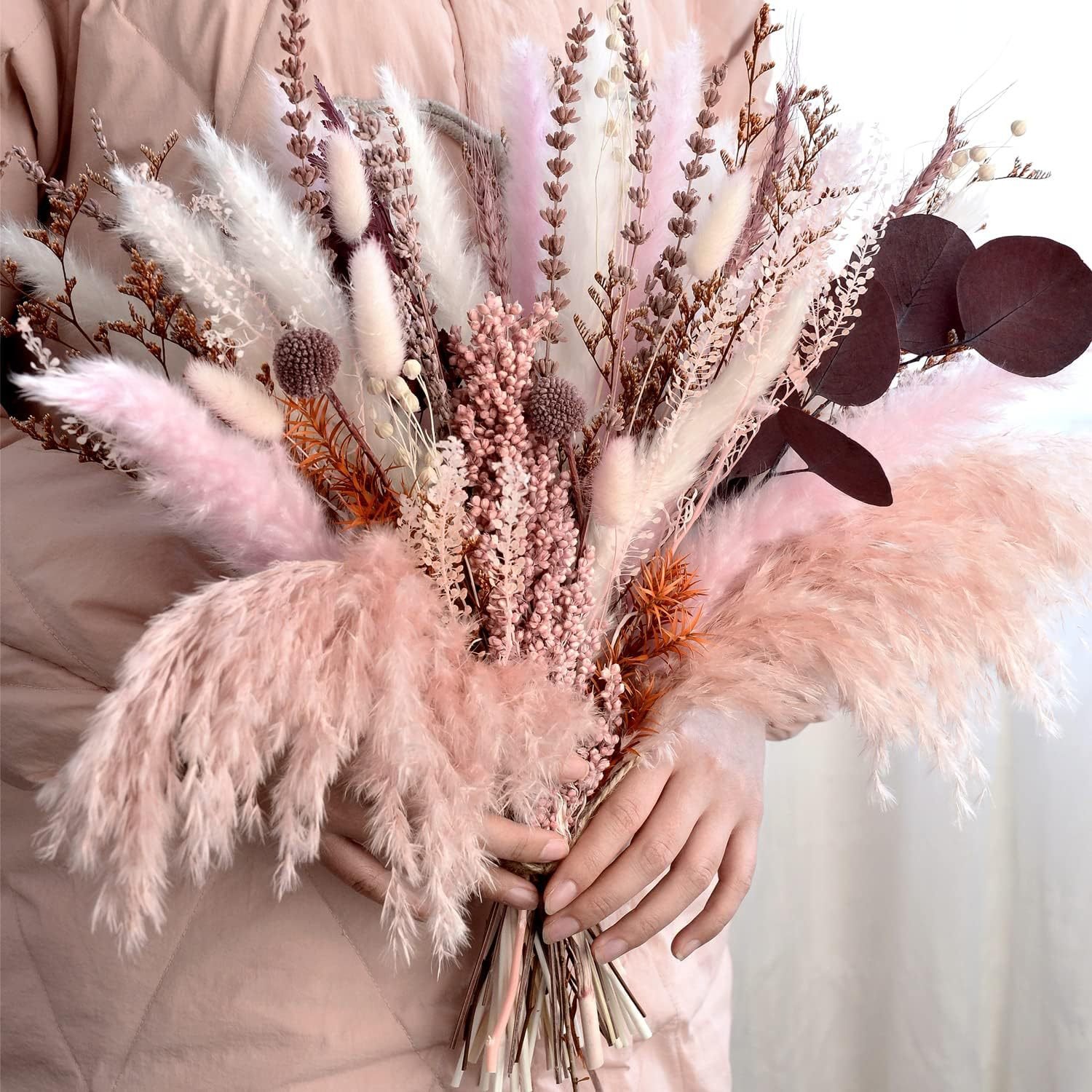 G35 Dried Flower Arrangement for Home Wedding Decoration Pampas Grass Arrangement Blush Pink Pampas Grass Decor