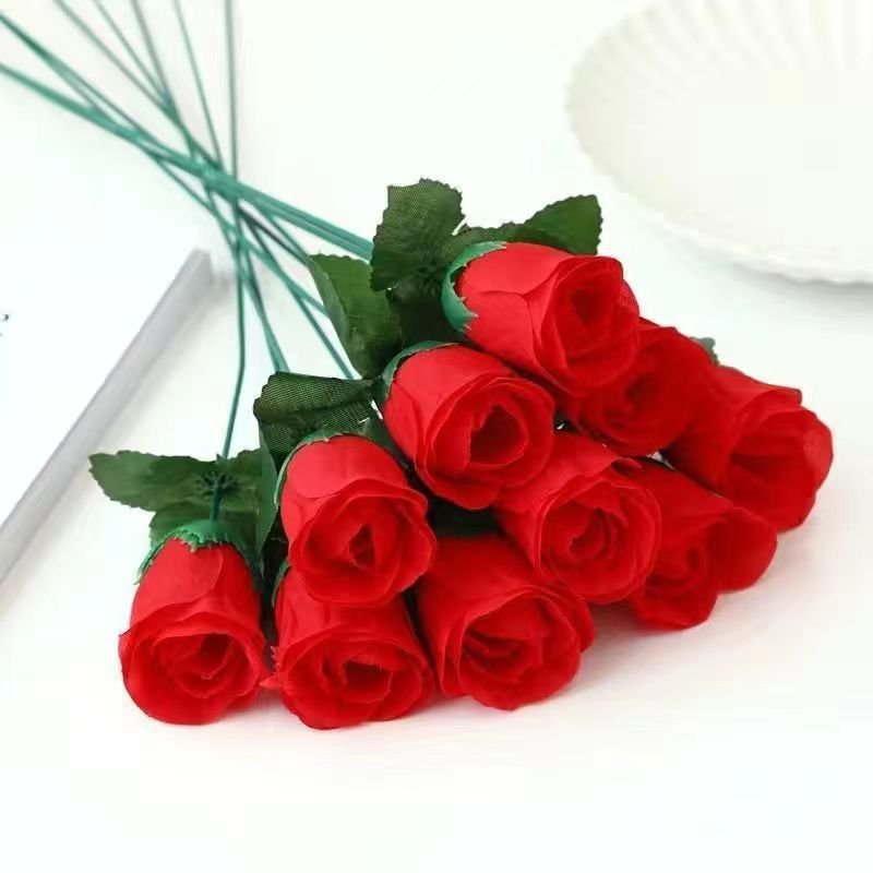 High-end home display simulation flower wedding hall flower arrangement background single fake flower simulation rose bouquet