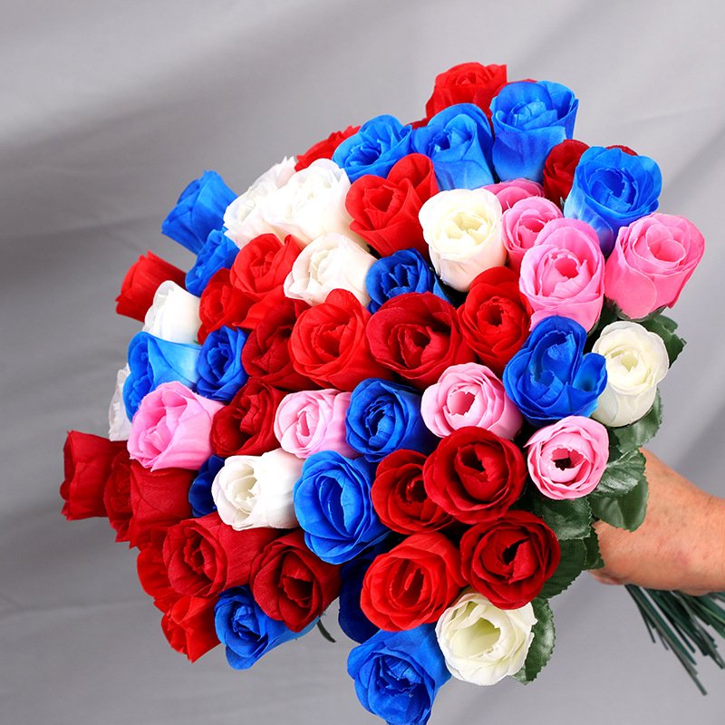 High-end home display simulation flower wedding hall flower arrangement background single fake flower simulation rose bouquet
