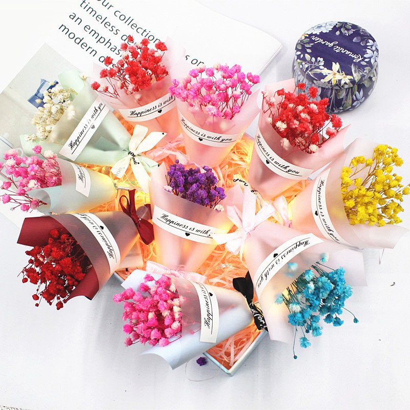 Mini Bouquet Babies Breath Artificial Flowers Dried Flowers Gift Valentine Mother Day