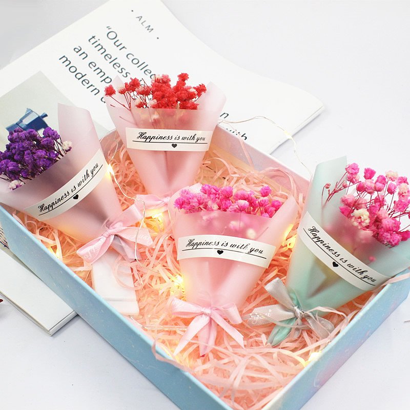 Mini Bouquet Babies Breath Artificial Flowers Dried Flowers Gift Valentine Mother Day