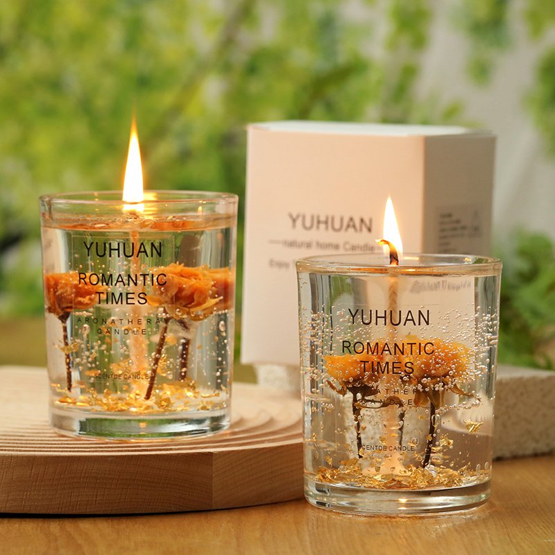 Luxury Design Multi Fragrance Natural Dried Flower Soy Wax Jelly Scented Candle In Wholesale Scented Luxury Jar Gift Set Candles