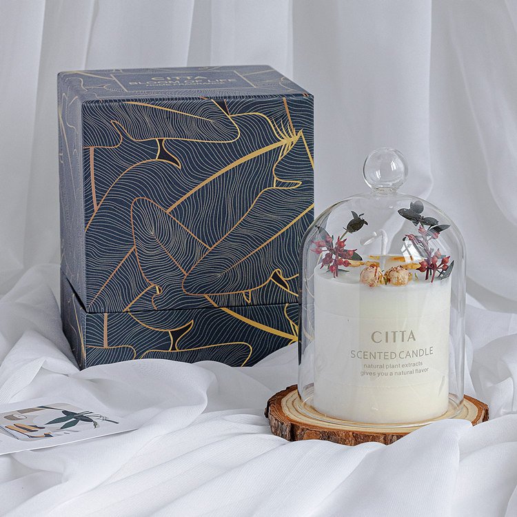 Private Label Aromatherapy Candles with Glass Lid Soy Wax Luxury Vegan Dry rose Flower Customers' Logo candles candles factory