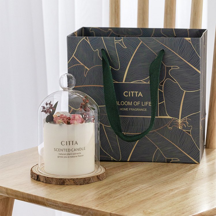 Private Label Aromatherapy Candles with Glass Lid Soy Wax Luxury Vegan Dry rose Flower Customers' Logo candles candles factory