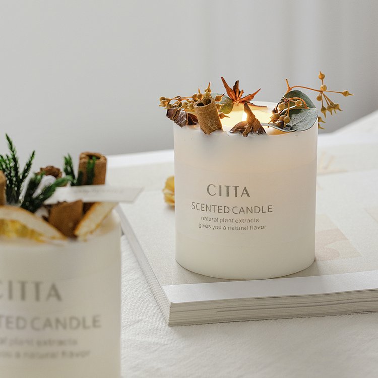 Private Label Aromatherapy Candles with Glass Lid Soy Wax Luxury Vegan Dry rose Flower Customers' Logo candles candles factory