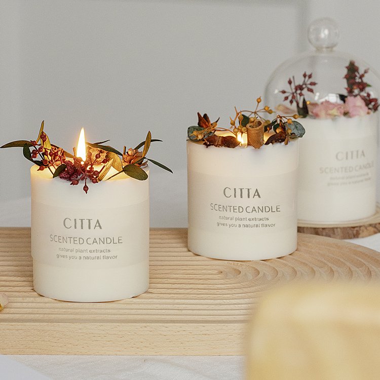 Private Label Aromatherapy Candles with Glass Lid Soy Wax Luxury Vegan Dry rose Flower Customers' Logo candles candles factory
