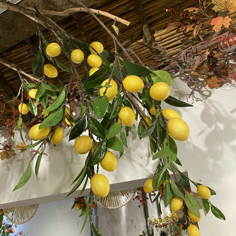 Artificial Lemon Branch Decor Fruit Stems Home Shop Restaurant Festival Decoration Wedding